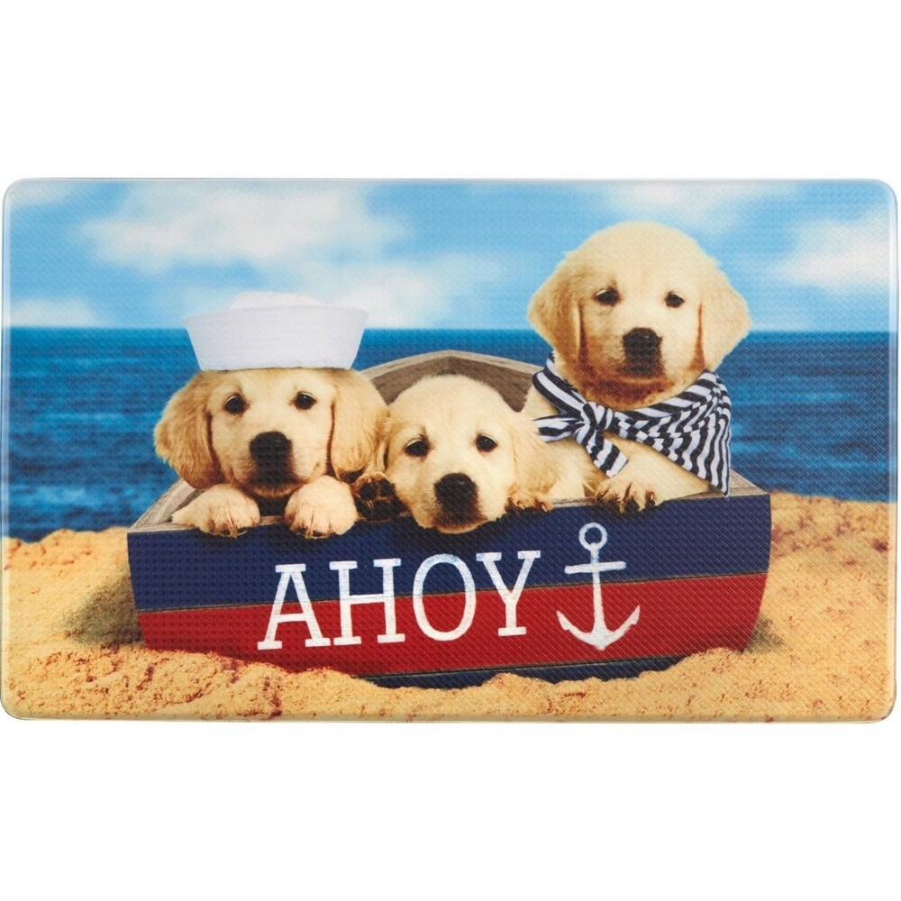 ANTI-FATIGUE CUSHIONED FLOOR MAT (18"x30") PVC,3 DOGS ON THE BEACH, AHOY,Premium